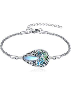 Sterling Silver Dragonfly Filigree Bracelet with Abalone Shell - Unique Gift for